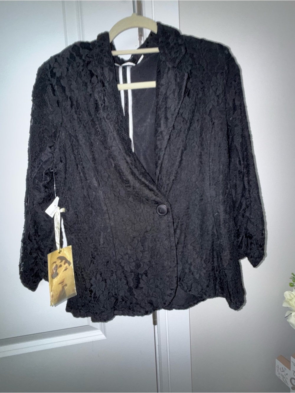 Gibson brand Black Lace Single-Button Blazer